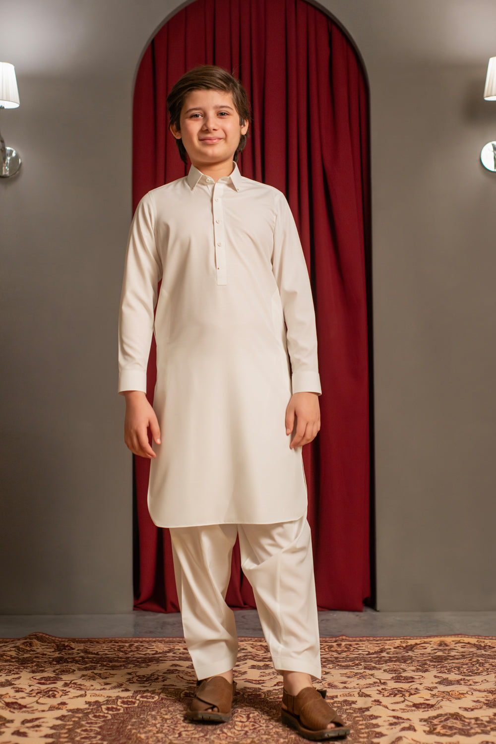 Off-White Slub Texture Kameez Shalwar