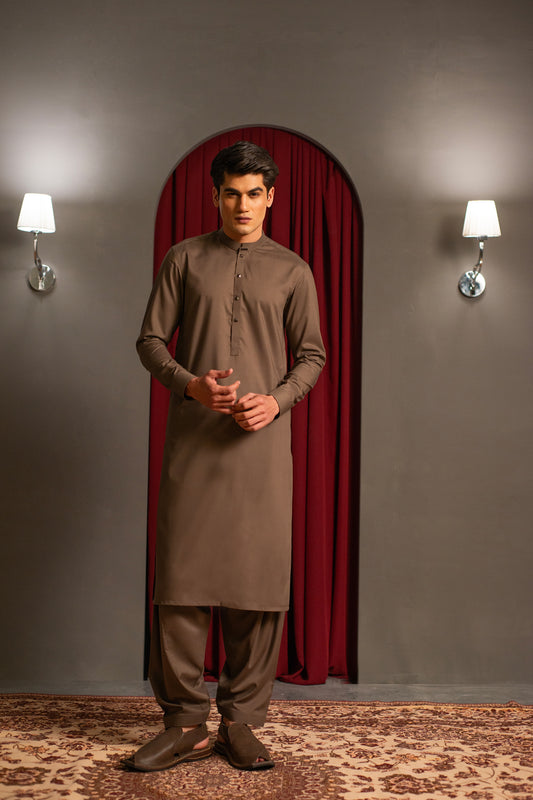 Taupe Brown Designer Kameez Shalwar
