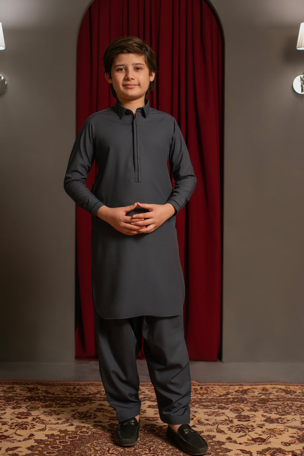 Slate Gray Kameez Shalwar