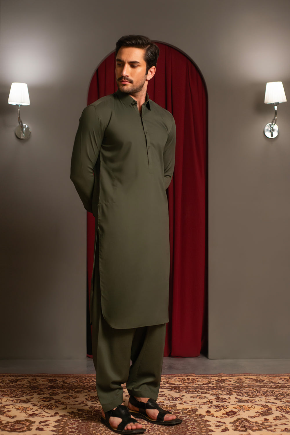 Military Green Kameez Shalwar