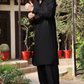 Classic Black Button-Down Collar Kameez Shalwar