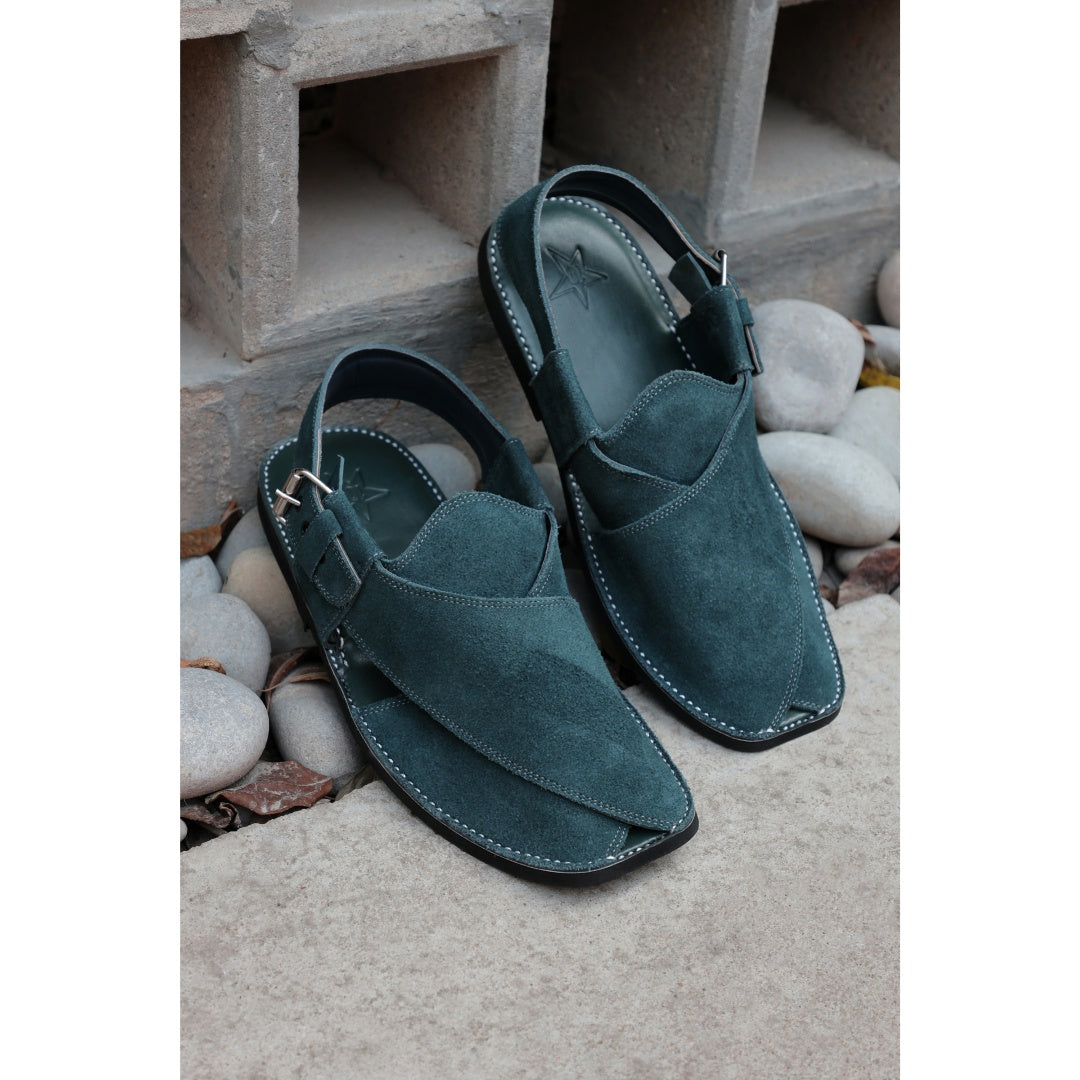 Classic Suede Sandal - Teal Blue