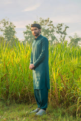 Teal Blue Kameez Shalwar