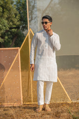 White Schiffli Kurta Pajama