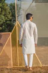 White Schiffli Kurta Pajama