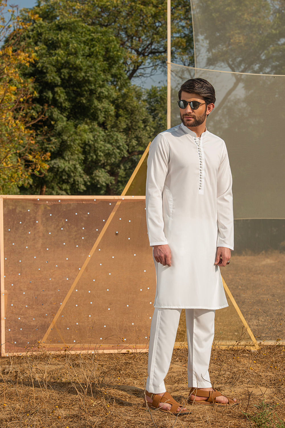 White Dobby Kurta Pajama