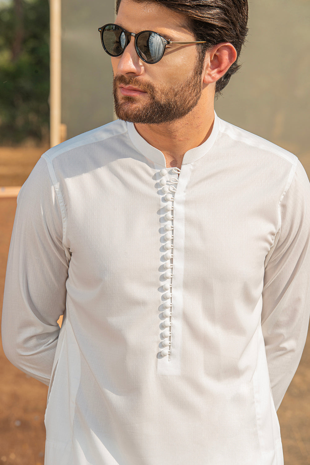 White Dobby Kurta Pajama