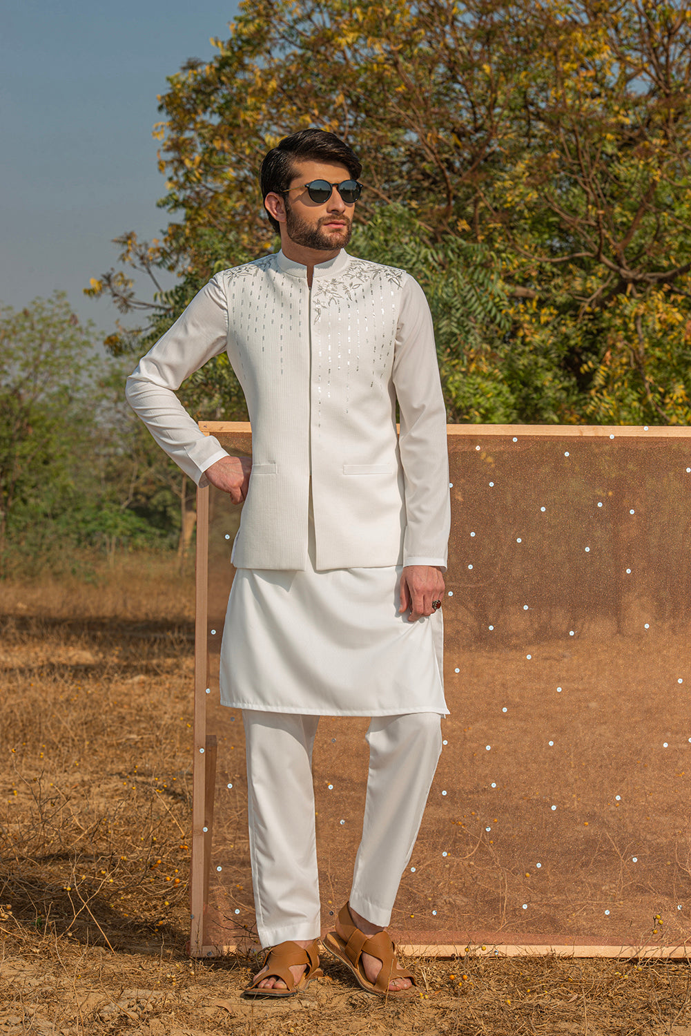 White Embroidered Waistcoat