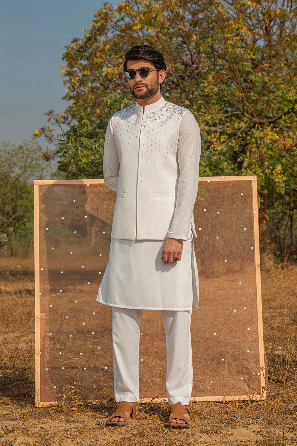 White Embroidered Waistcoat