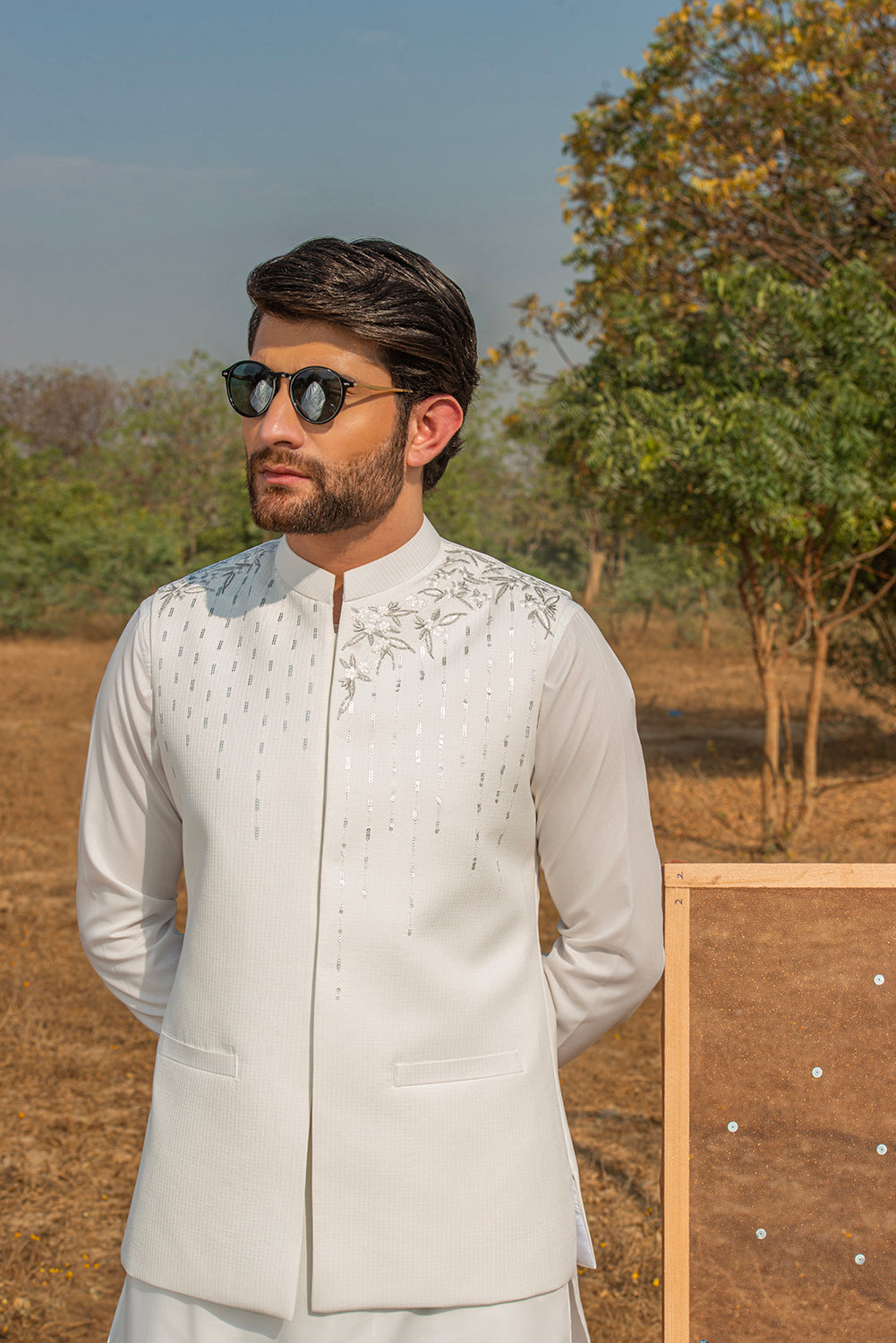 White Embroidered Waistcoat