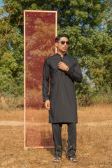 Black Dobby Kurta Pajama