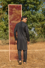 Black Dobby Kurta Pajama