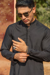 Black Dobby Kurta Pajama