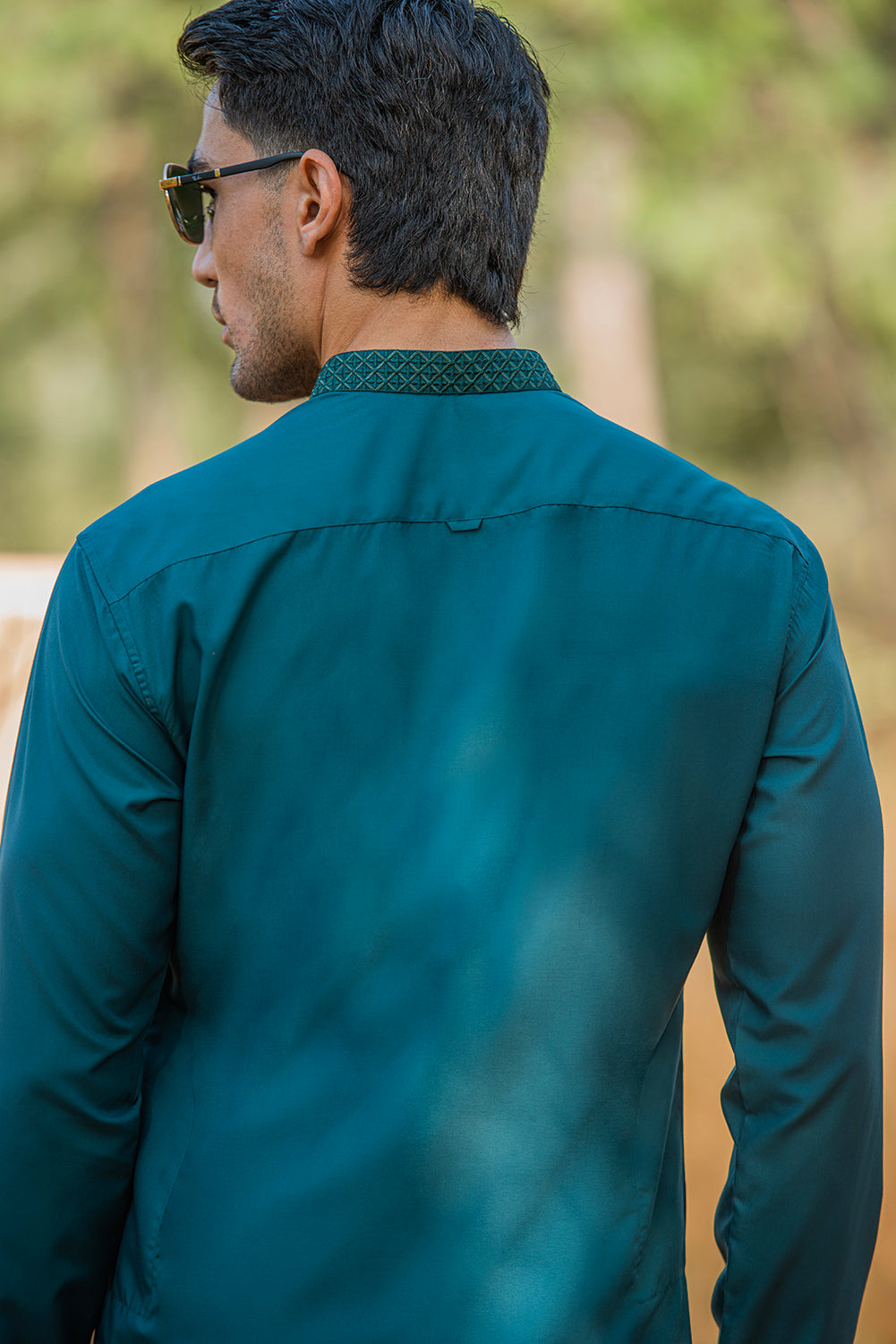 Teal Blue Embroidered Kameez Shalwar