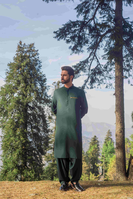 Forest Green Designer kameez Shalwar