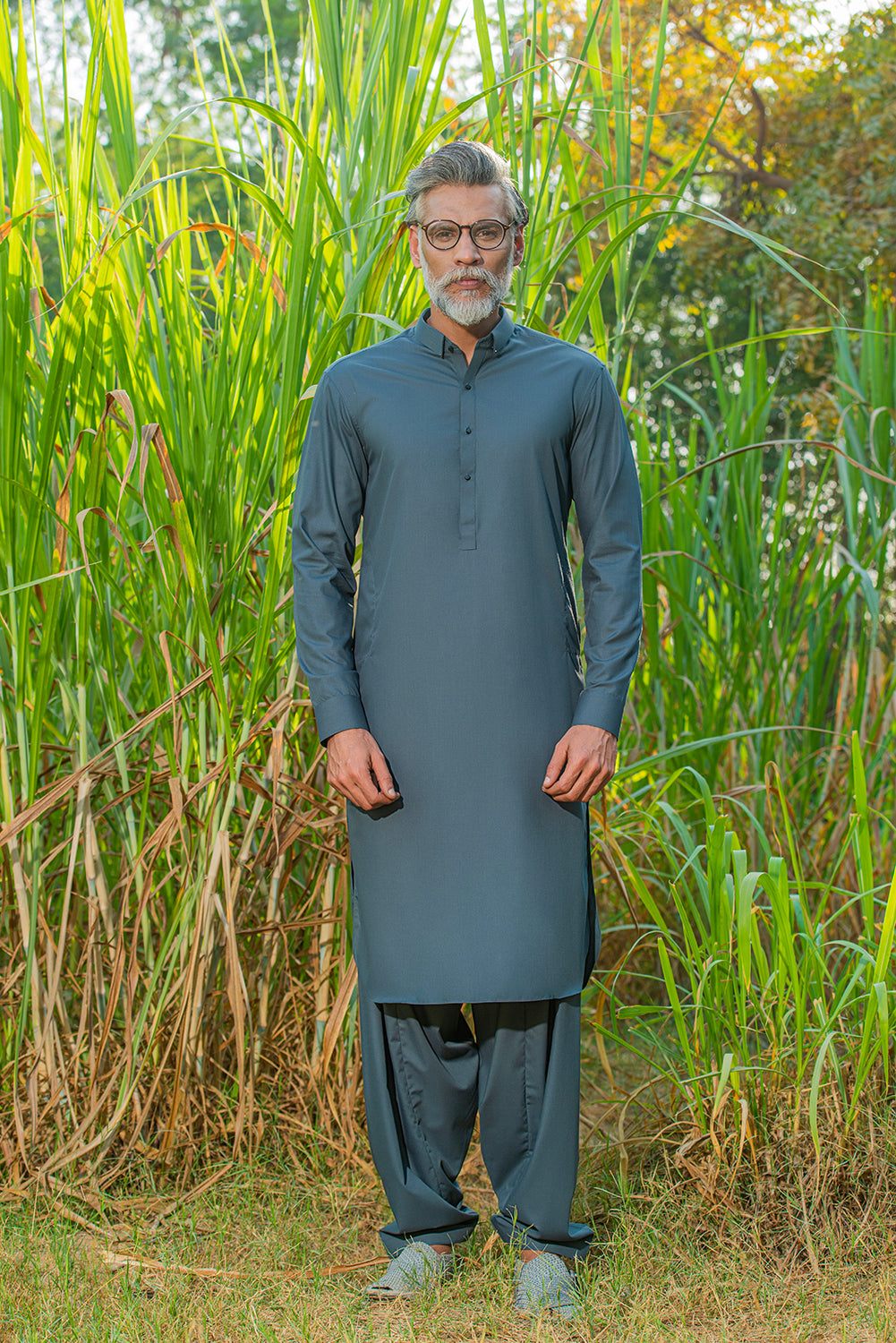 Slate Gray Kameez Shalwar