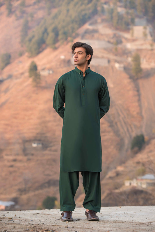 Forest Green Kameez Shalwar