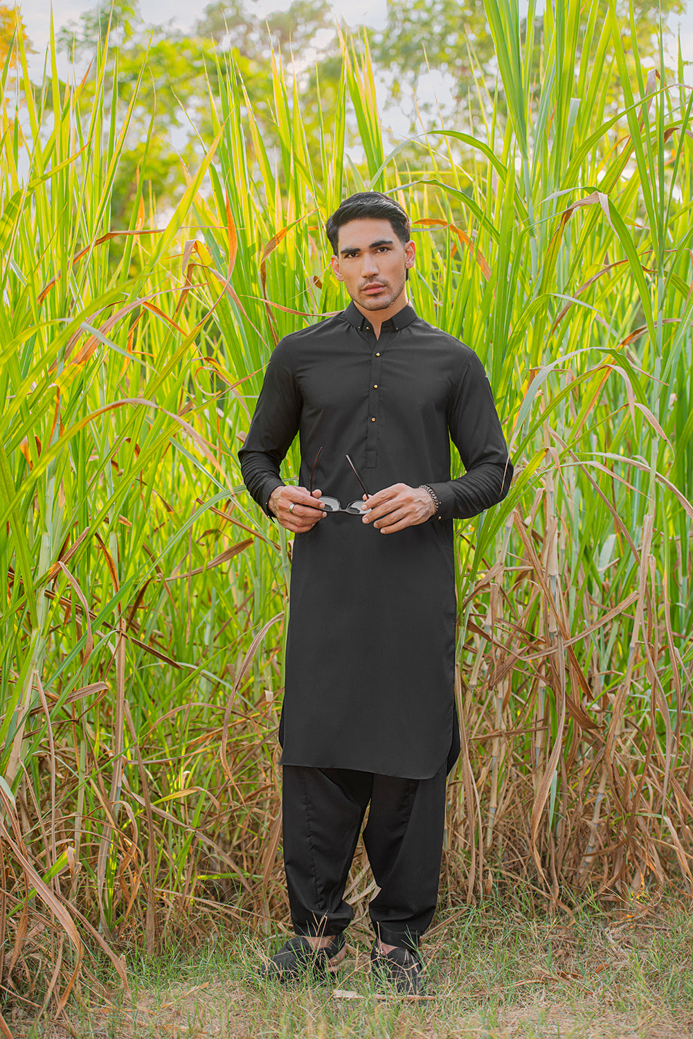 Black Dobby Kameez Shalwar