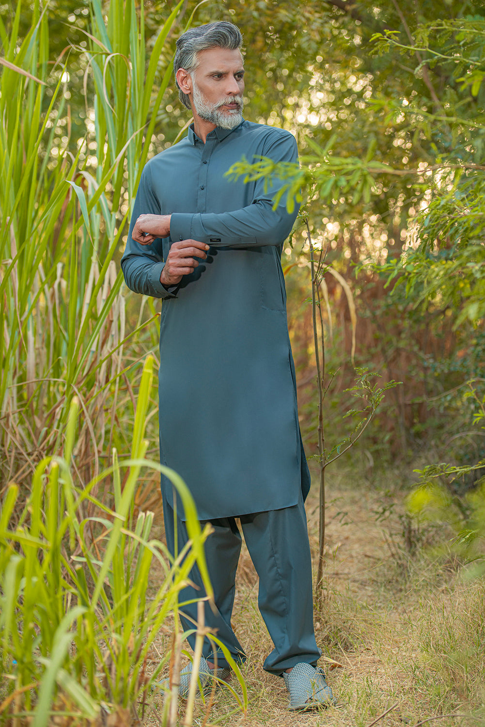 Slate Gray Kameez Shalwar