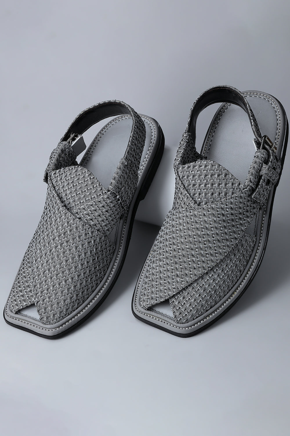 Grey Jacquard Peshawari Sandal