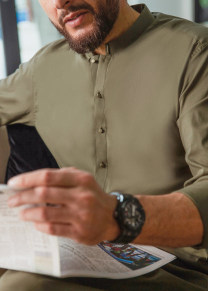 OLIVE GREEN KAMEEZ SHALWAR