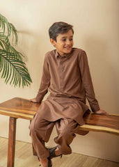 RUSTIC BROWN KID'S KAMEEZ SHALWAAR