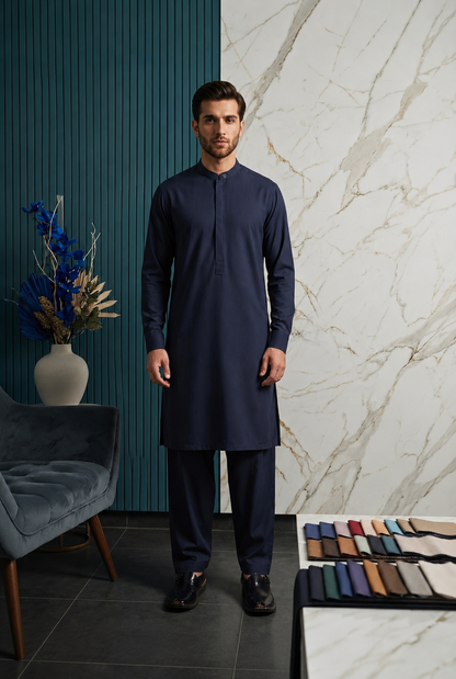 Navy Blue Premium Kameez Shalwar