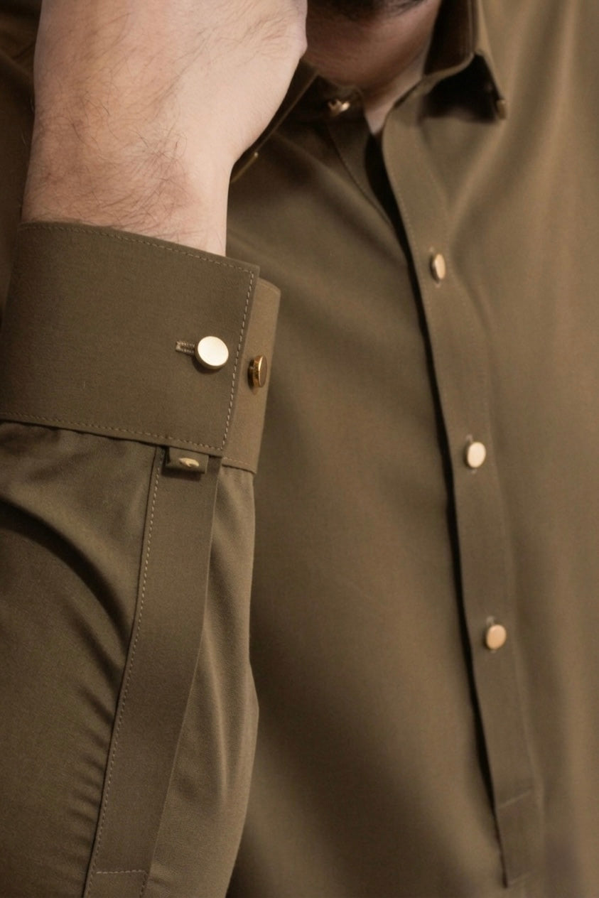 Olive Brown Kameez Shalwar