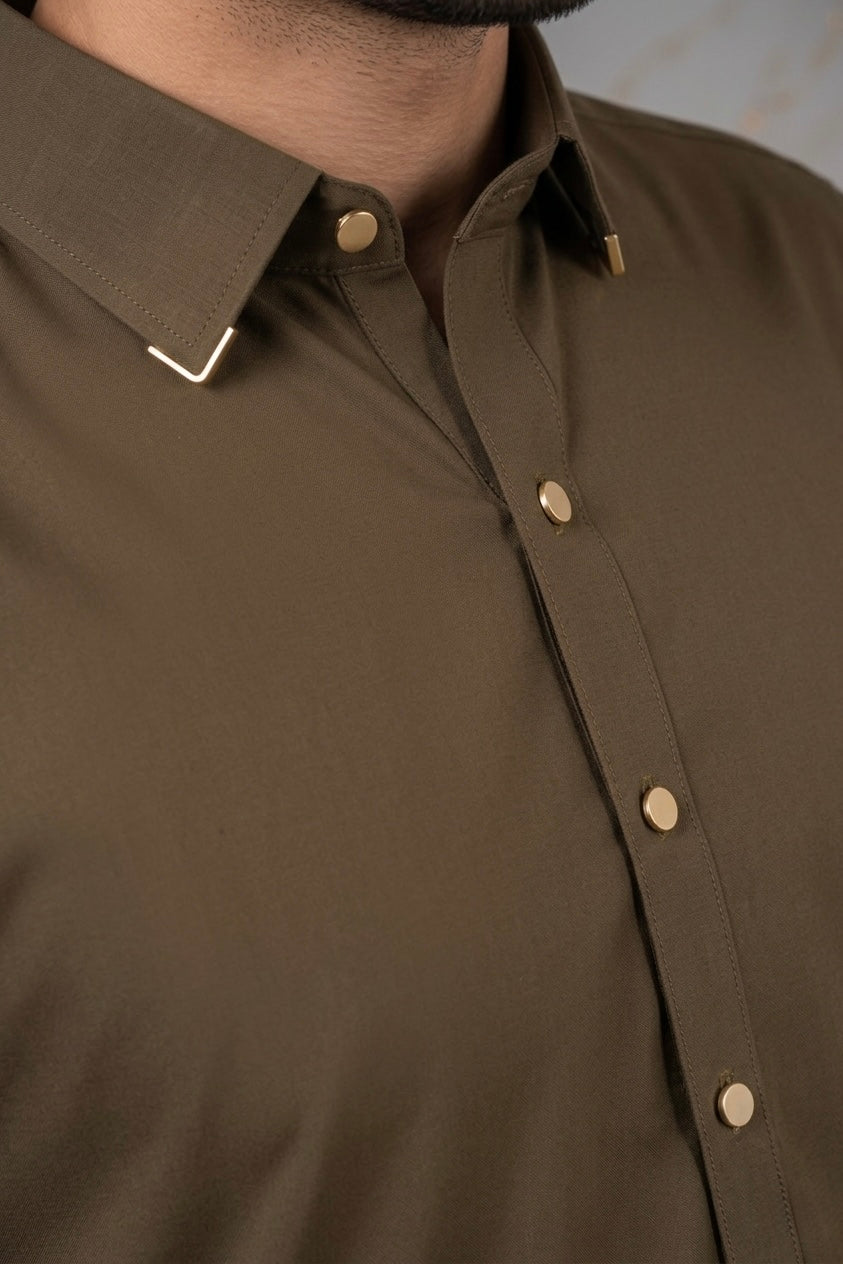 Olive Brown Kameez Shalwar