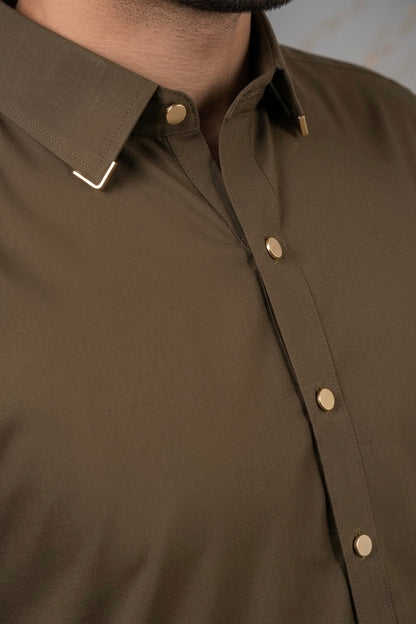 Olive Brown Kameez Shalwar