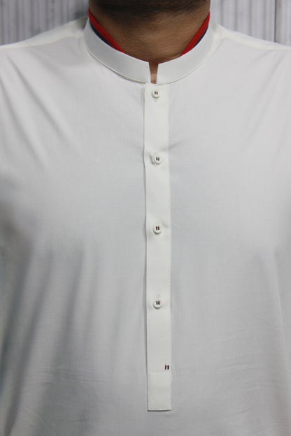 Off-White Cotton Kameez Shalwar