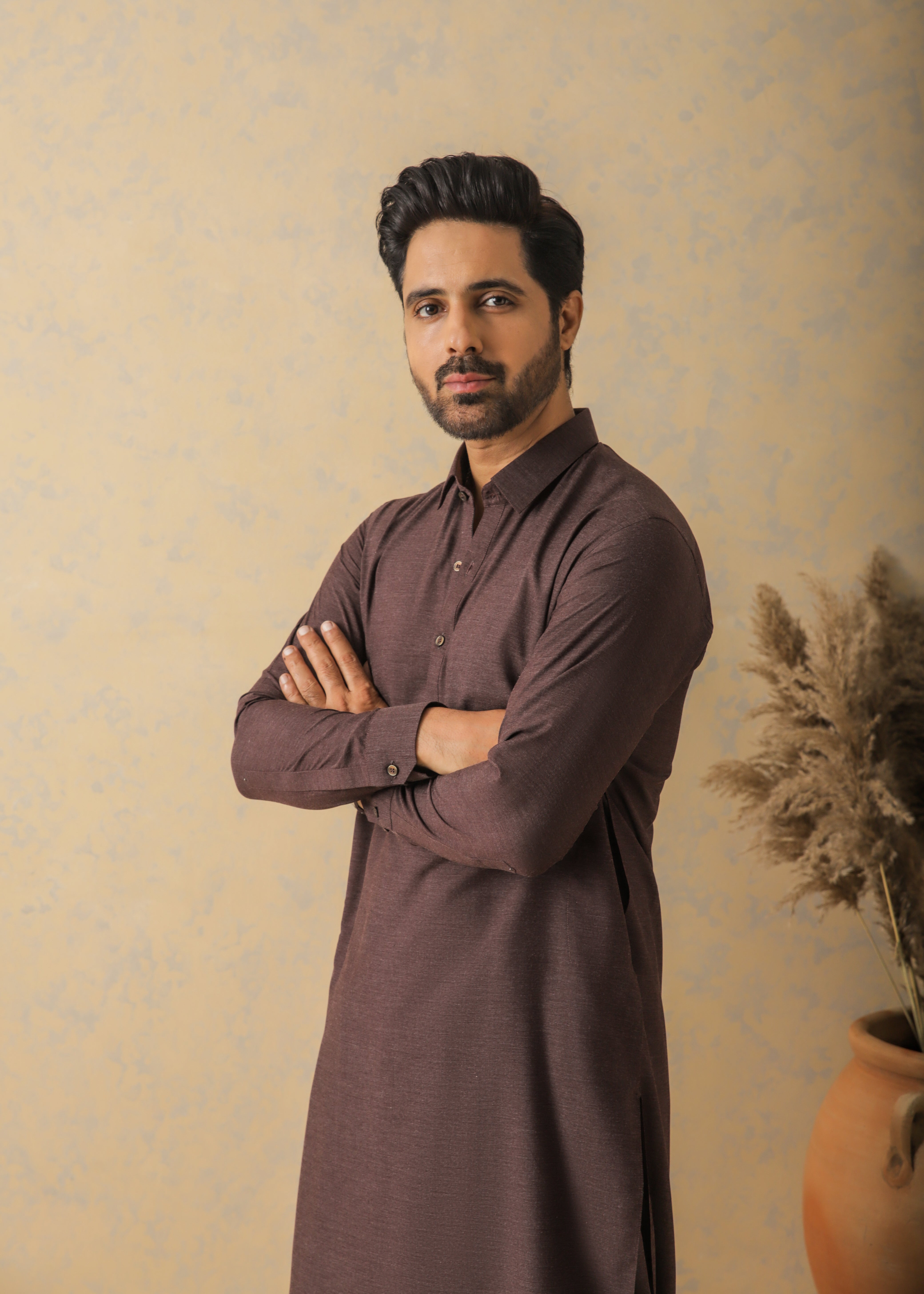 Maroon Two-Tone  Kameez Shalwar