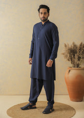 Navy Blue Blended Kameez Shalwar