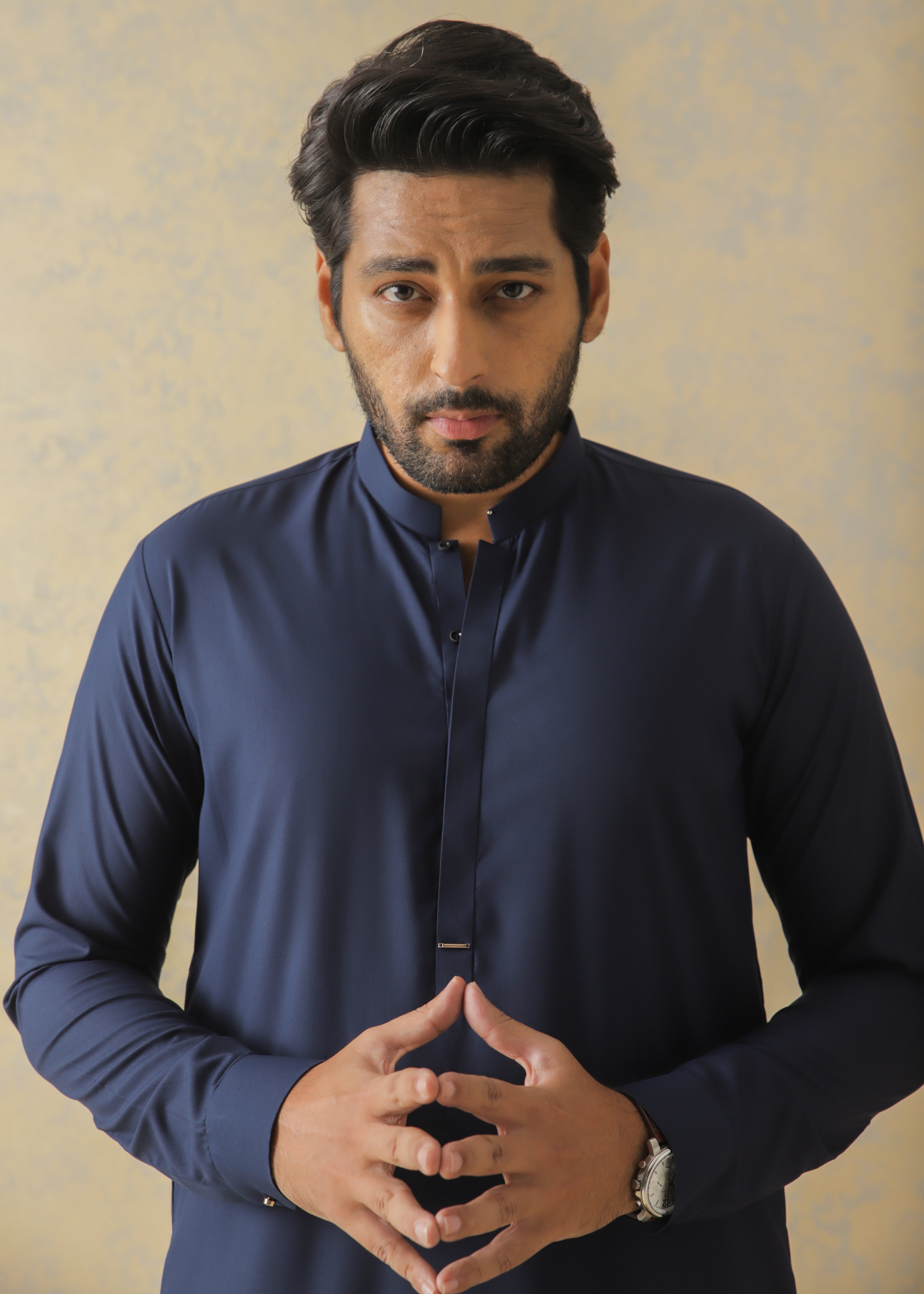 Navy Blue Blended Kameez Shalwar