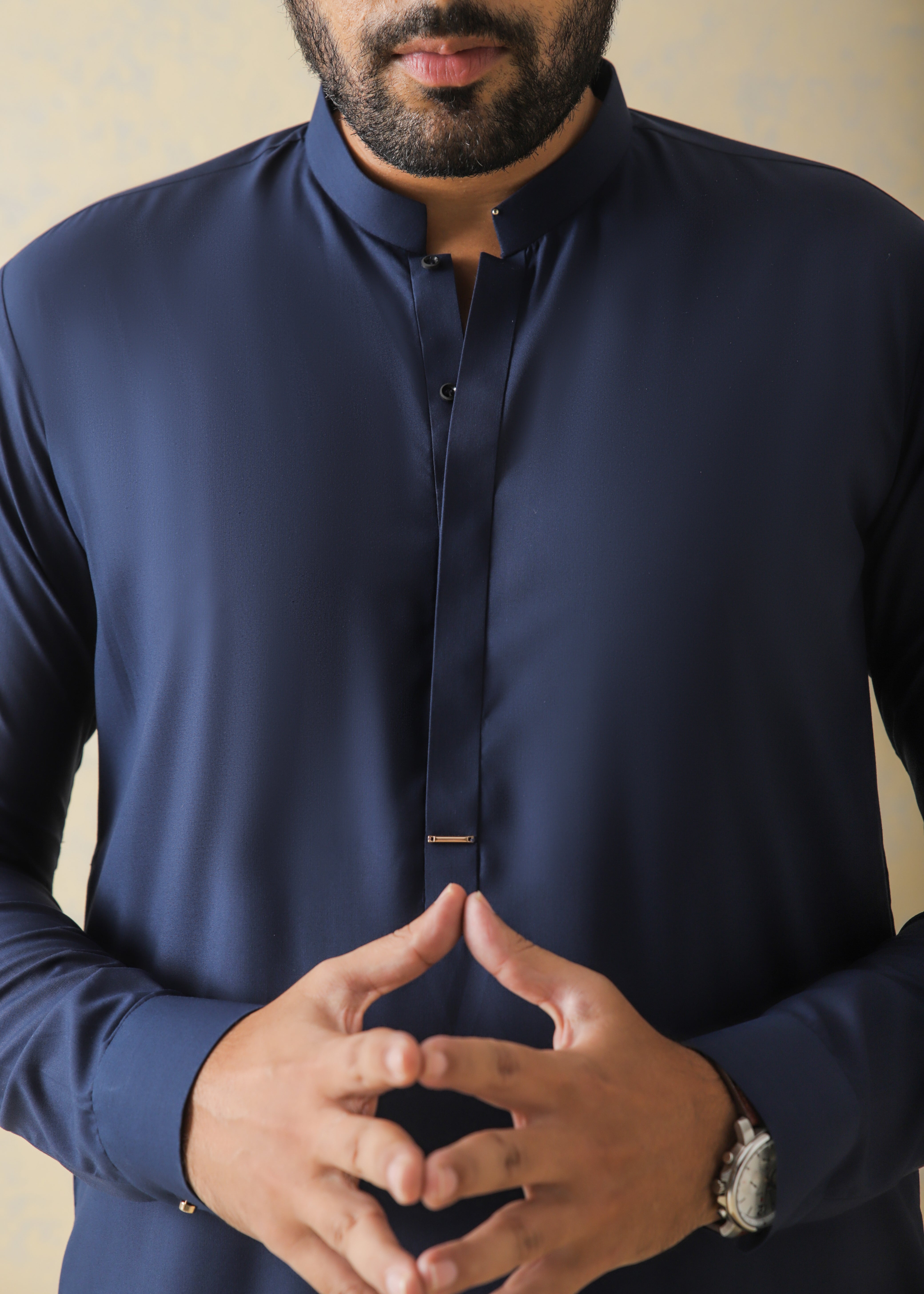 Navy Blue Blended Kameez Shalwar