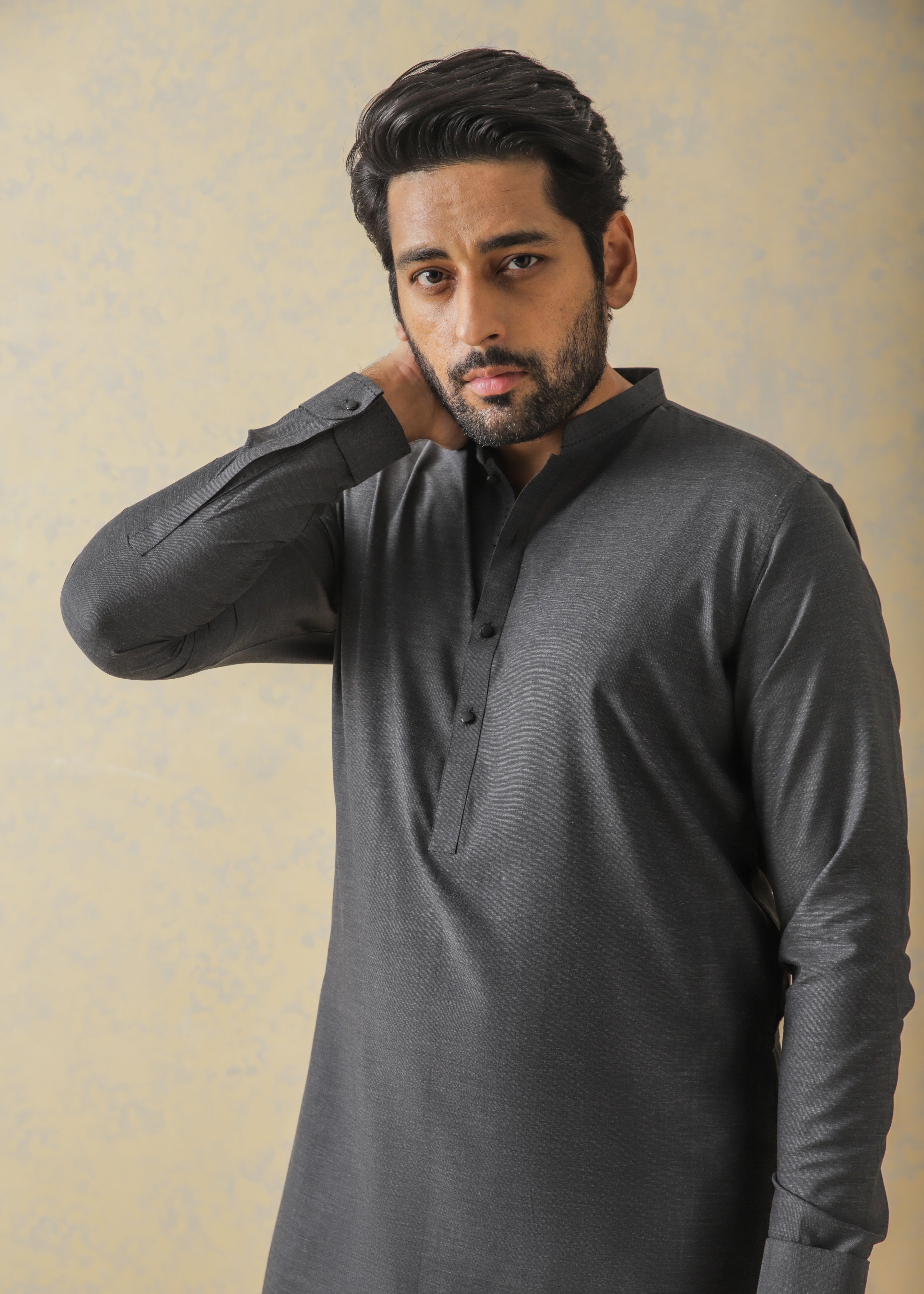 Charcoal Gray Two-Tone Kurta Pajama