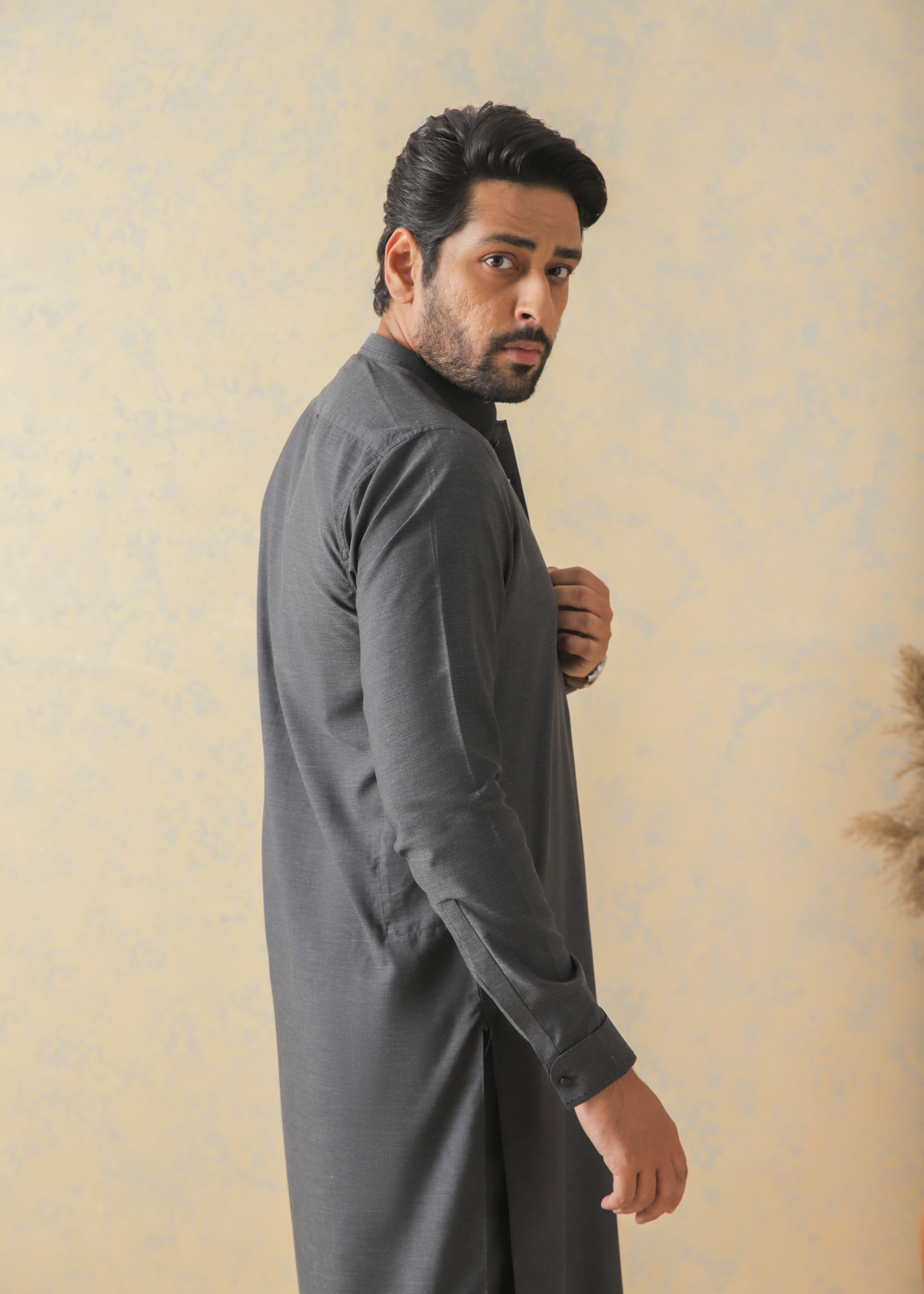 Charcoal Gray Two-Tone Kurta Pajama