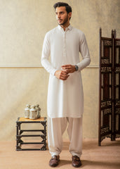 WHITE TEXTURED KAMEEZ SHALWAAR