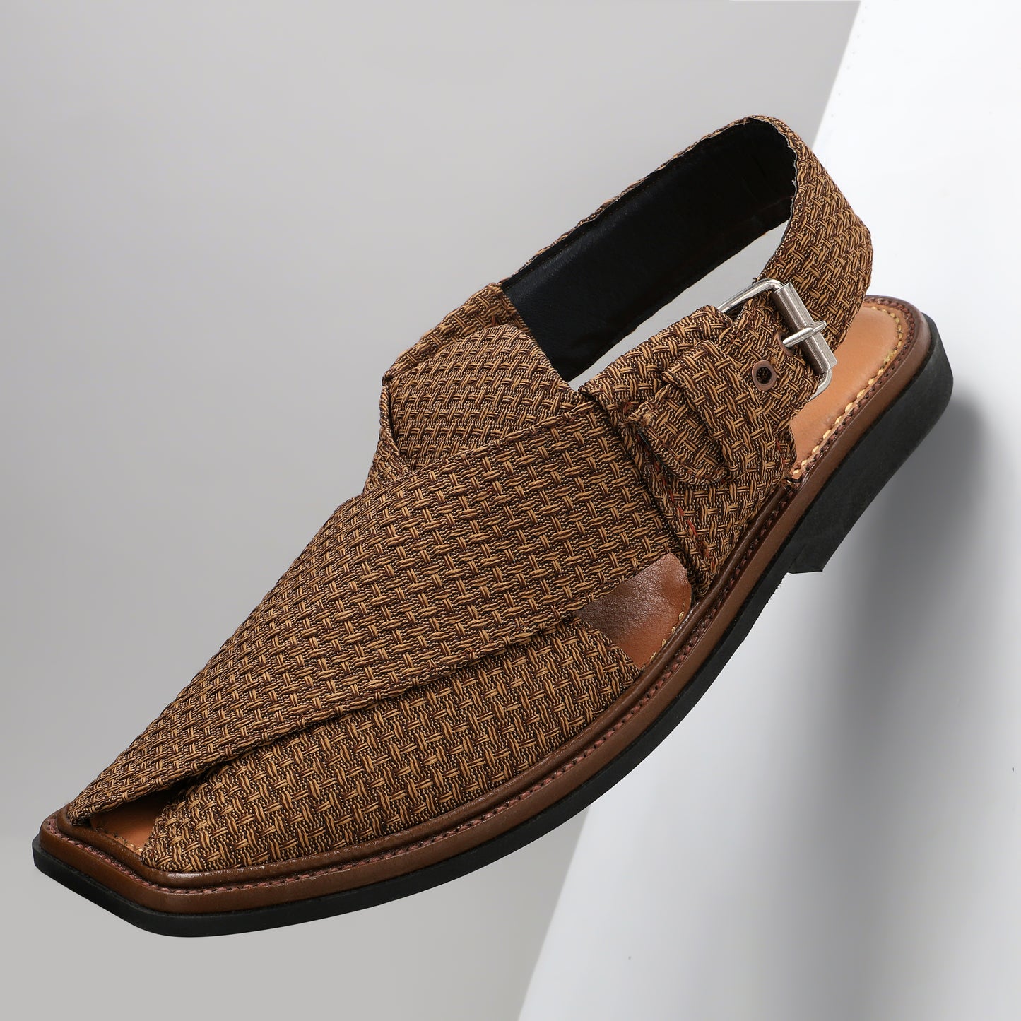 Classic Brown Jacquard Peshawari Sandal