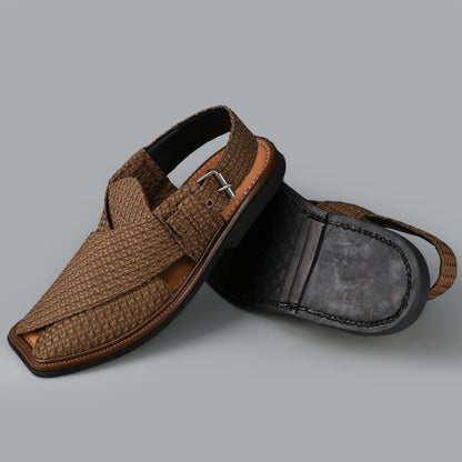 Classic Brown Jacquard Peshawari Sandal