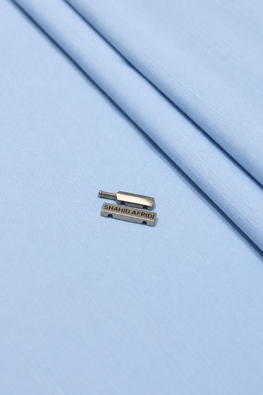 Sky Blue Textured Wash N Wear Unstitched Fabric
