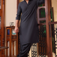 Slate Grey Button-Down Collar Kameez Shalwar