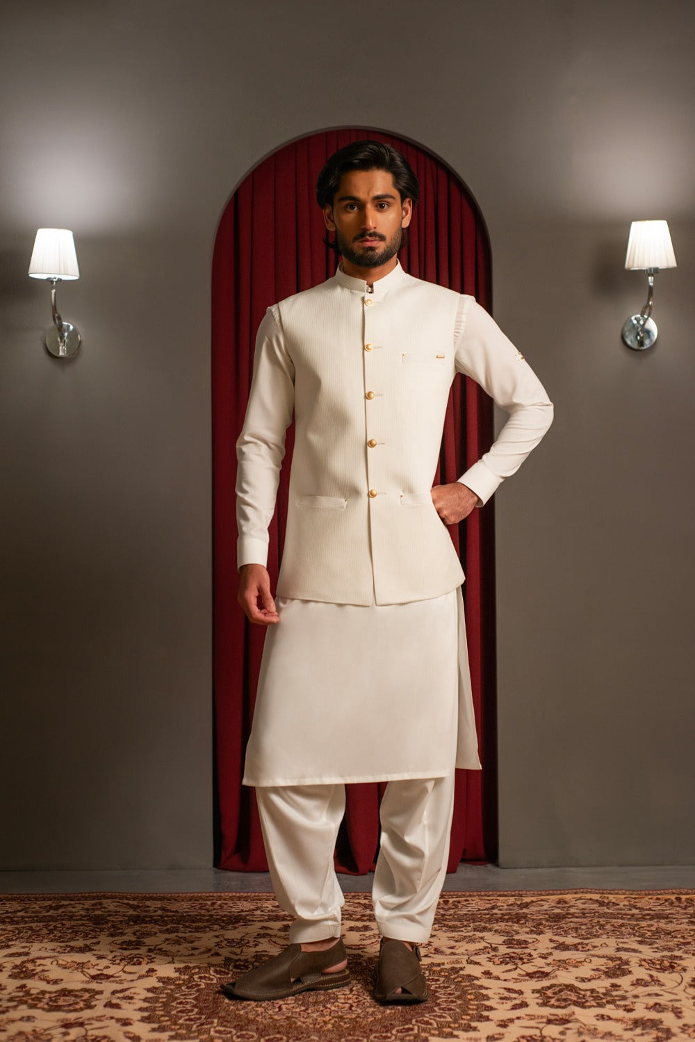 White Jacquard Waistcoat