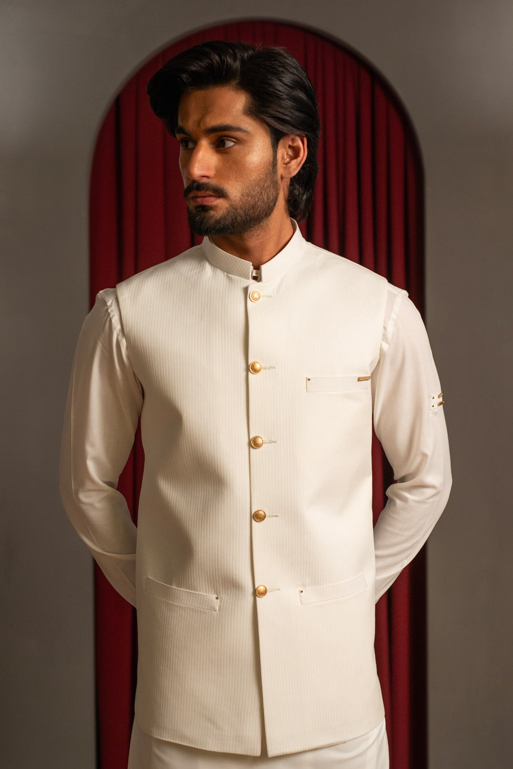 White Jacquard Waistcoat