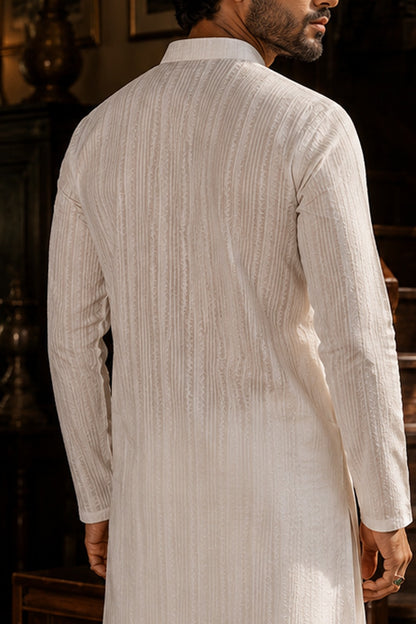 White Schiffli Kurta Pajama