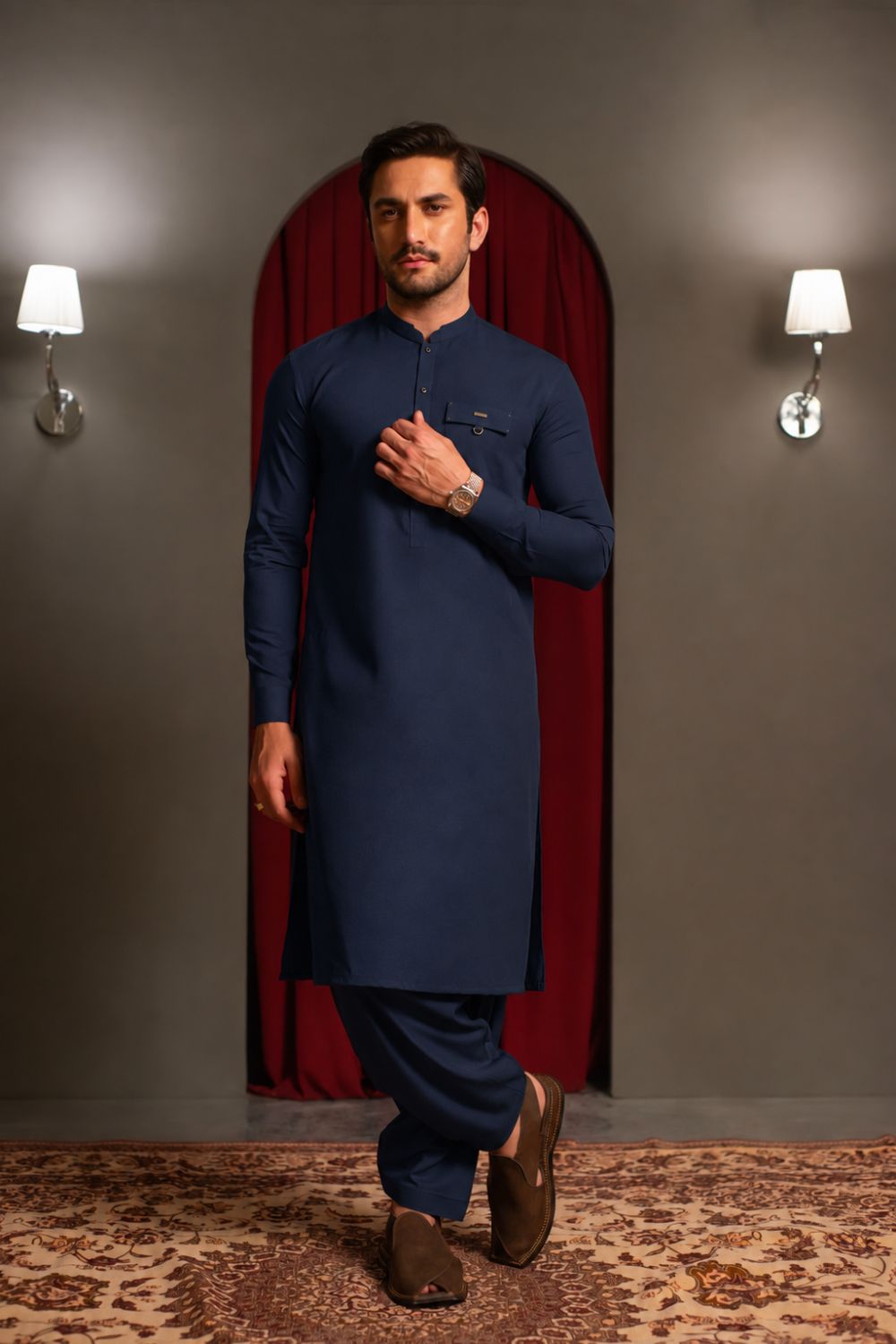 Imperial Blue Designer Kameez Shalwar