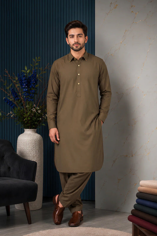 Olive Brown Kameez Shalwar