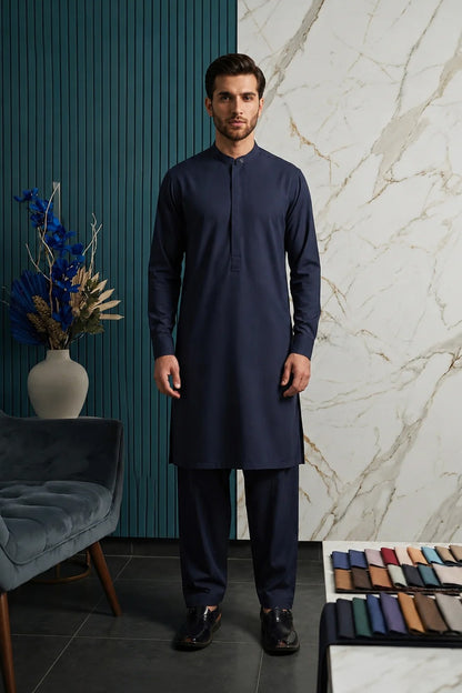 Navy Blue Premium Kameez Shalwar