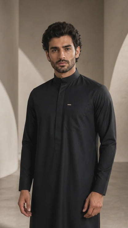 Jet Black Arabic Thobe