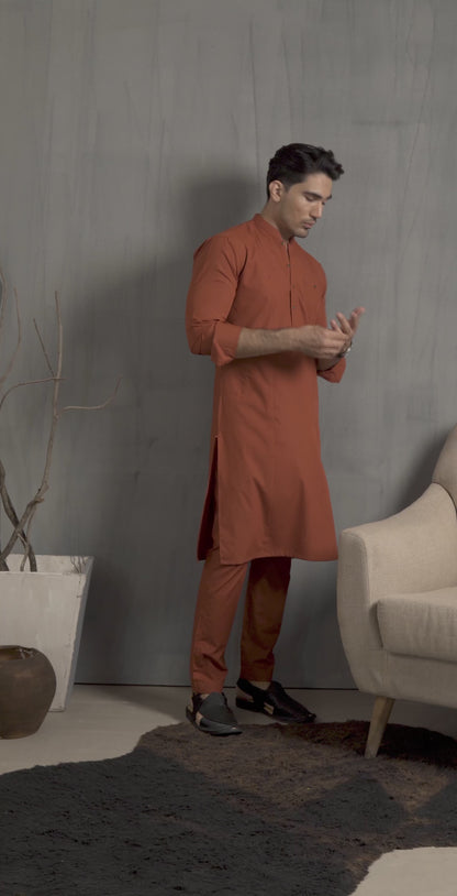 BURNT ORANGE KURTA PAJAMA